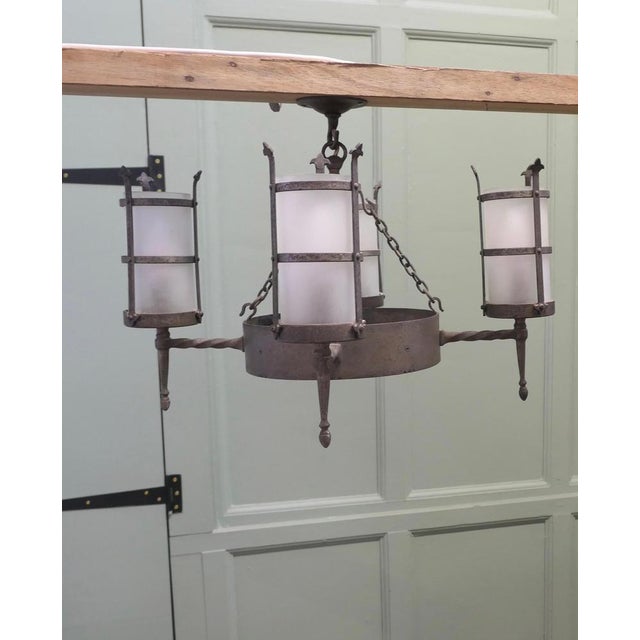1920s Arts and Crafts 4 Arm Pendant Lights, 1920, Set of 2 For Sale - Image 5 of 8