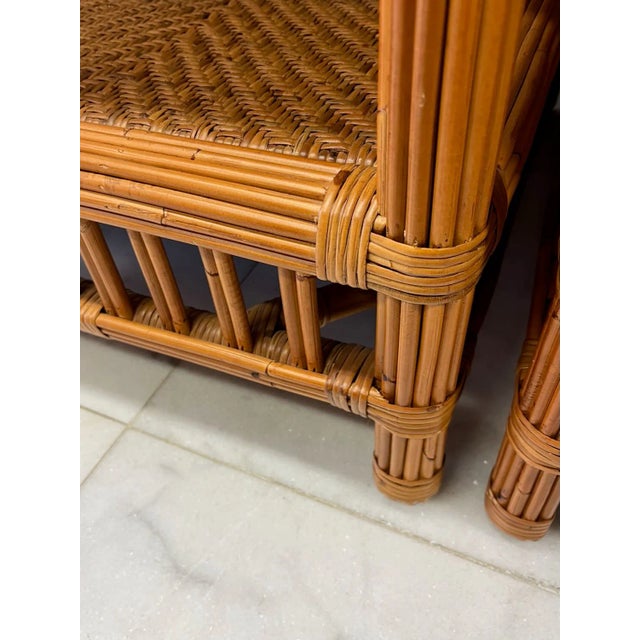 Pair of Tiki Side Tables. Pencil Reed and Cane For Sale - Image 9 of 12