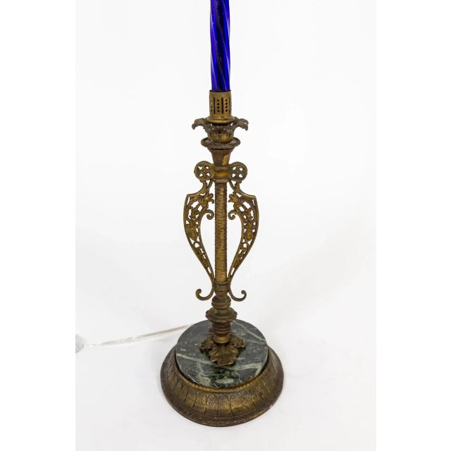 Early 20th Century Early 20th Century Cobalt Blue Glass Floor Lamp With Anglo-Indian Details For Sale - Image 5 of 12
