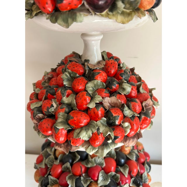 Vintage Italian Made Porcelain Three Tier Fruit Platter Large Lamp For Sale - Image 9 of 12