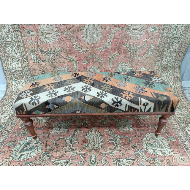 Kilim Upholstered Farmhouse Style Dining Bench Chairish