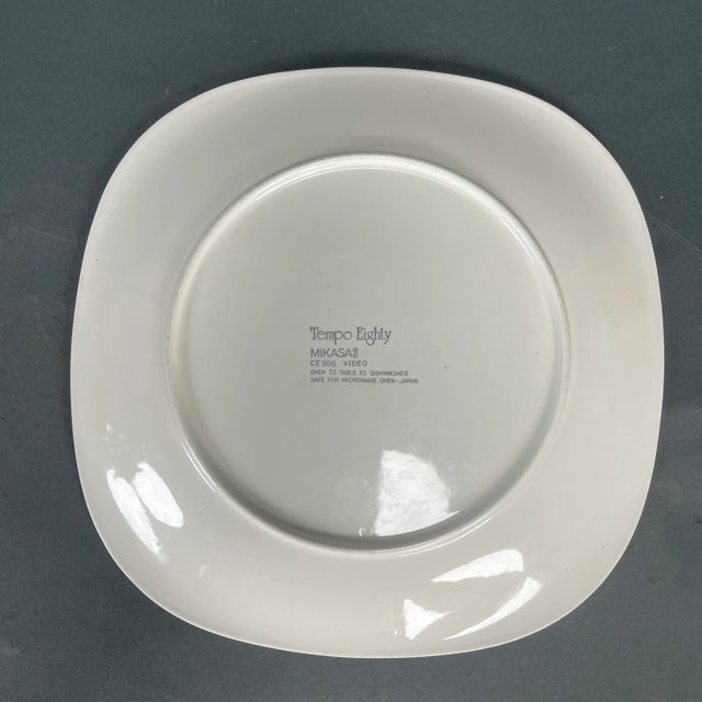 1980s Vintage 1980's Mikasa Tempo Eighty Video Color Block Square Dinner Plates- Set of 4 For Sale - Image 5 of 12