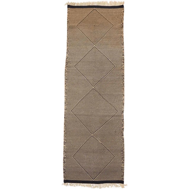 Black and Sand Tan Flatweave Zanafi Moroccan Wool Runner (Made-To-Order) 2'6" X 10' For Sale - Image 10 of 10