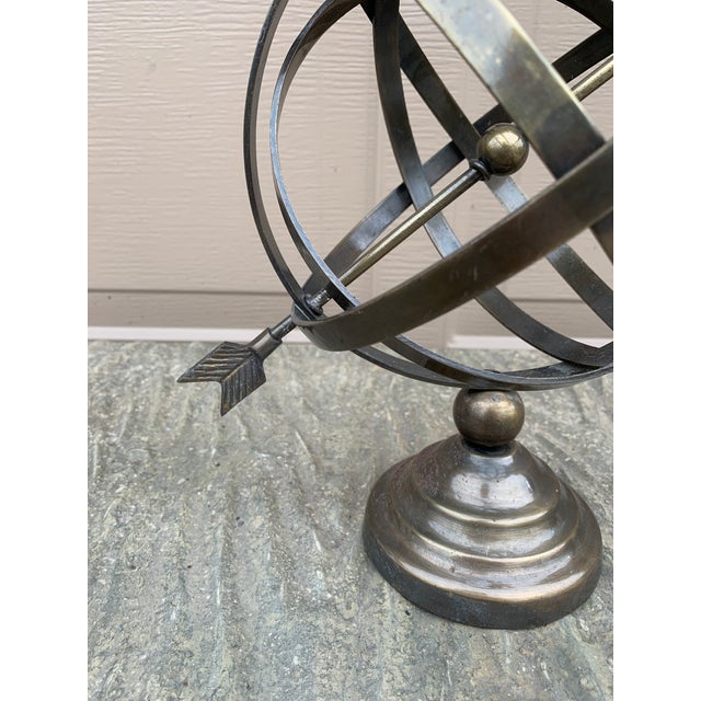 Vintage French Country Brass Garden Armillary Sundial For Sale - Image 4 of 10