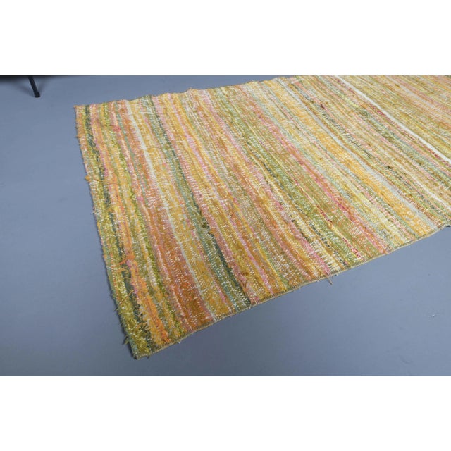 1970s Vintage Turkish Hand-Knotted Wool Cotton Yellow Kilim Area Rug For Sale - Image 5 of 11