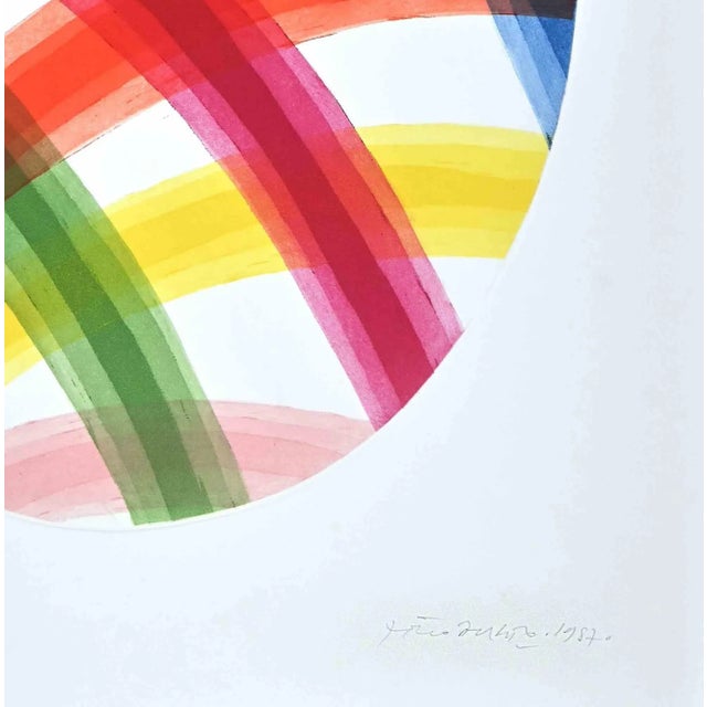 Oval is a color etching and aquatint on paper, realized in 1987 by the Italian graphic master Piero Dorazio (Rome, 1927 -...