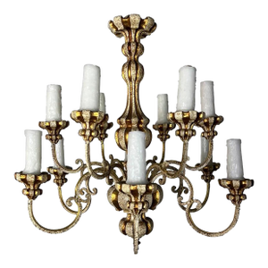 Italian (12) Light Painted & Parcel Gilt Chandelier