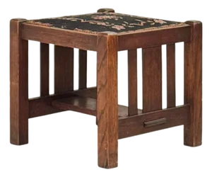 Early 20th Century Patinated Quarter Sawn Oak Arts & Crafts Stool by J M Young & Sons