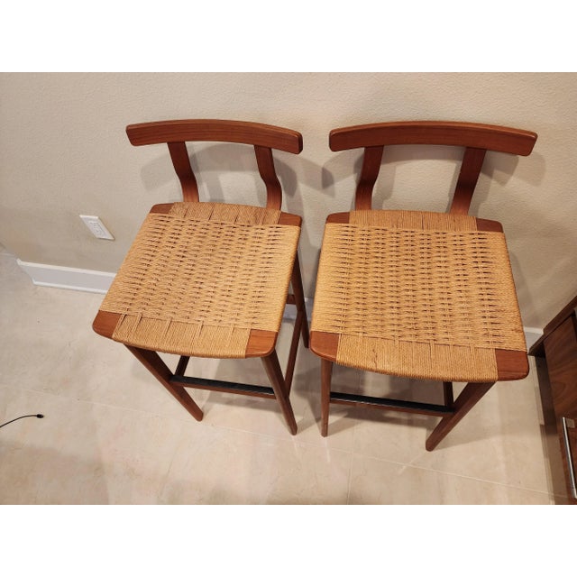 1960s 1960s Mid-Century Modern Danish Teak Pair of Bar Stools For Sale - Image 5 of 8