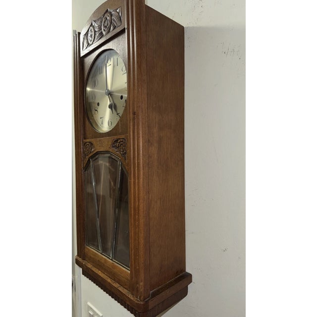 1900 - 1909 Antique German Box Regulator Wall Clock, Westminster Quarter Strike Chimes For Sale - Image 5 of 9