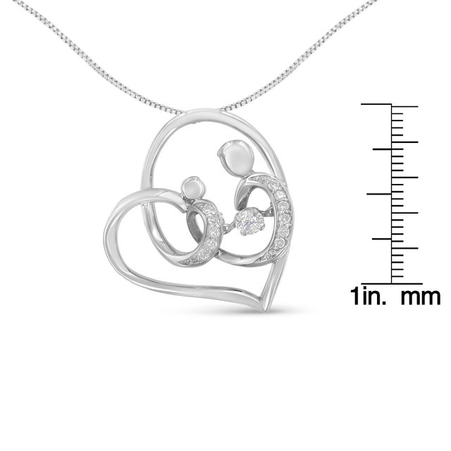 Early 21st Century .925 Sterling Silver 1/6 cttw Diamond Heart Pendant Necklace (H-I, I1-I2) For Sale - Image 5 of 5