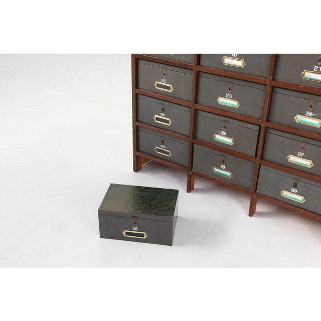 Industrial Filing Cabinet in Wood, Belgium, 1920s For Sale - Image 10 of 13