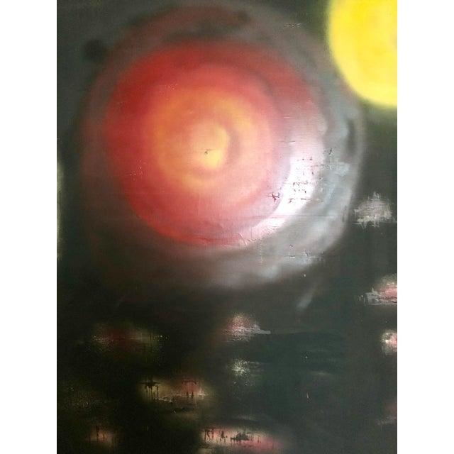 Pietro Minoia Large Painting on canvas signed at bottom left. 1970 year of execution. Including beige wooden frame. Good...