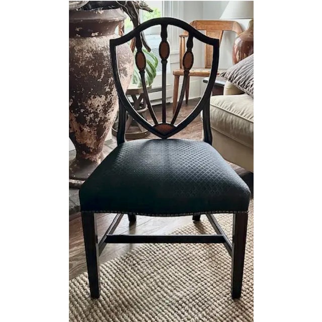 Mid-Century Modern Federal Shield Back Chair With Inlaid Marquetry and Nailheads For Sale - Image 3 of 11