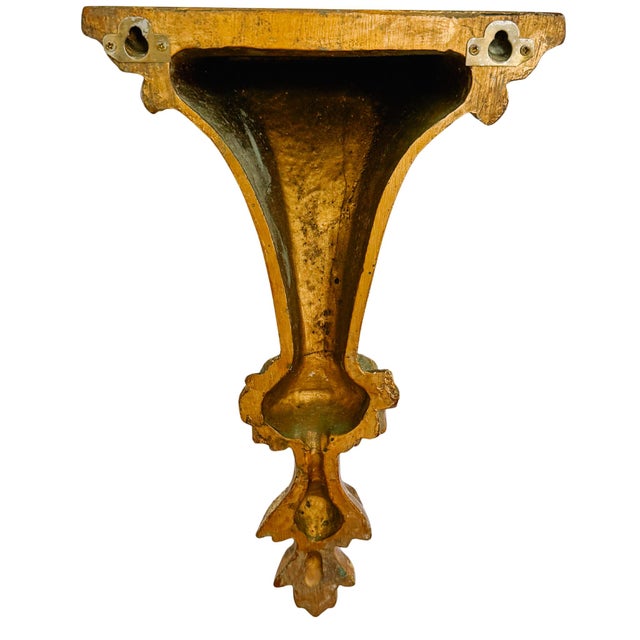 Vintage Italian Neoclassical Style Gilt Fluted Wall Brackets - A Pair For Sale In San Diego - Image 6 of 9