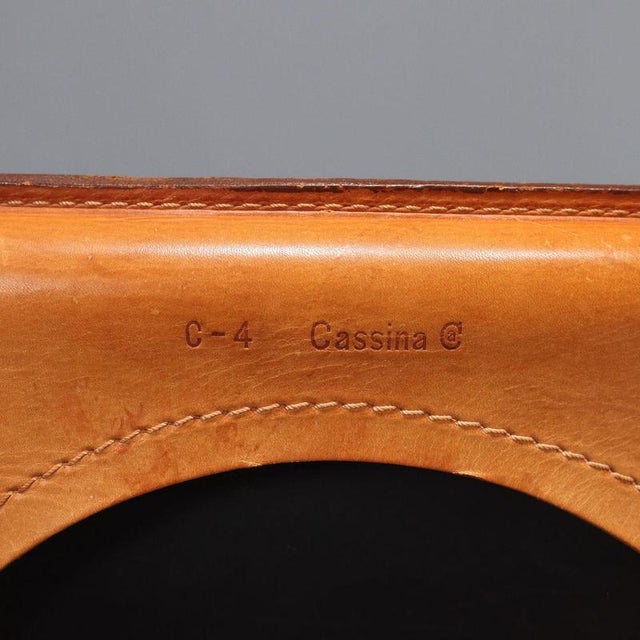 Tan CAB 412 Chairs in Cognac-Colored Leather attributed to Mario Bellini for Cassina, Set of 2 For Sale - Image 8 of 9