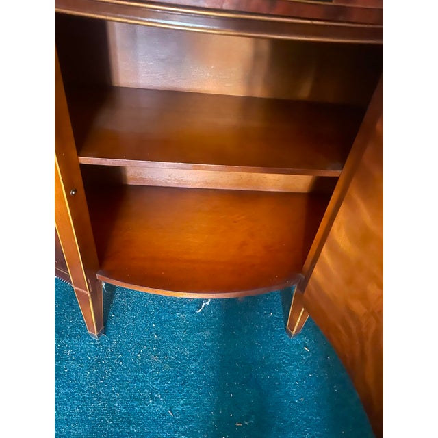 Wood Mid 20th Century Pair of Grand Rapids Imperial Furniture Demilune Adams Style Paint Decorated Cabinets For Sale - Image 7 of 12