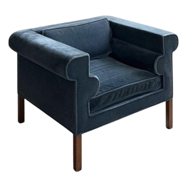 Rare Charles McMurray Architect-Designed Geometric Form Lounge Chair in Mohair For Sale