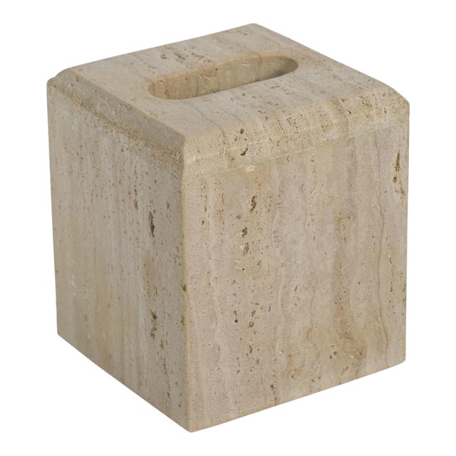 Scotia Travertine Marble Tissue Box Cover For Sale