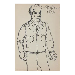 Modernist Portrait of a Man 1945 Ink