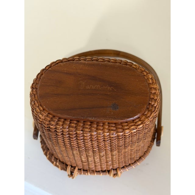 Vintage 1978 Farnum Lightship Basket With Coastal Ivoryite Scrimshaw For Sale - Image 13 of 13