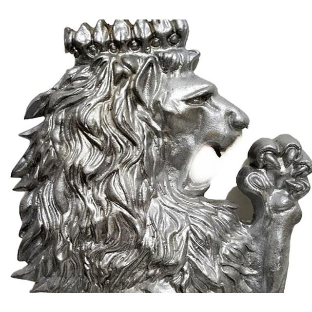 Decorative Cast Aluminum Britannic Fighting Lions Plaques - A Pair For Sale - Image 4 of 5