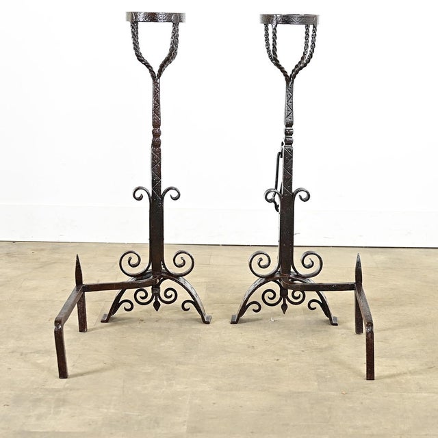 French 18th Century Forged Iron Andirons For Sale In Baton Rouge - Image 6 of 9