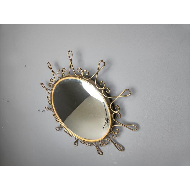 Gold Vintage Brass Sunburst Mirror, 1970s For Sale - Image 8 of 12