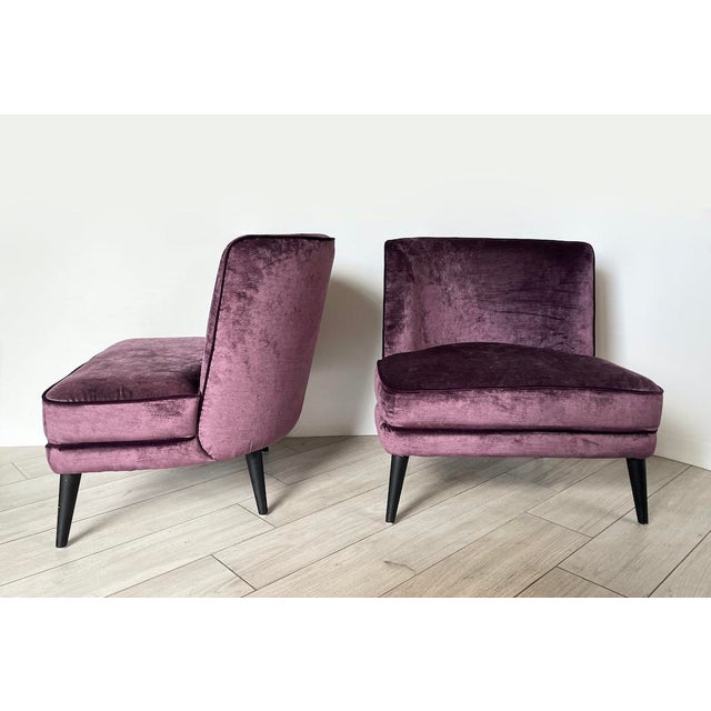1990s Vintage French-Style Lounge Chairs in Velvet, 1990s, Set of 2 For Sale - Image 5 of 15