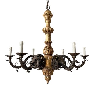 Italian Giltwood and Iron Chandelier For Sale