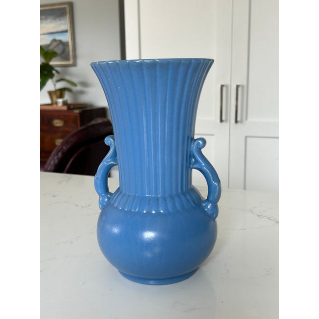 Cerulean Vintage Haeger Urn Form Ceramic Vase For Sale - Image 8 of 13