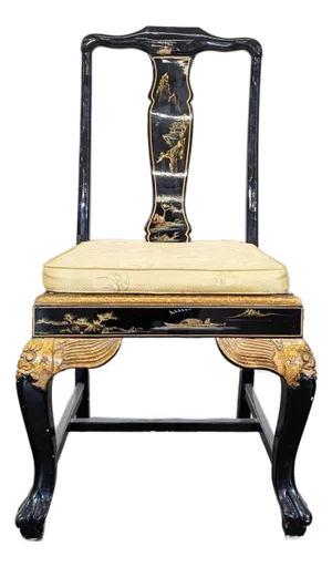 Custom Chinoiserie Black Lacquer Dining Chair