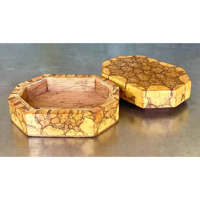 Late 20th Century Vintage Boho Burl Wood Box For Sale - Image 5 of 7