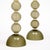 Pair of lamps of Murano glass from Italy. These lamps feature spheres of swirling hand-blown glass on a glass base in a...