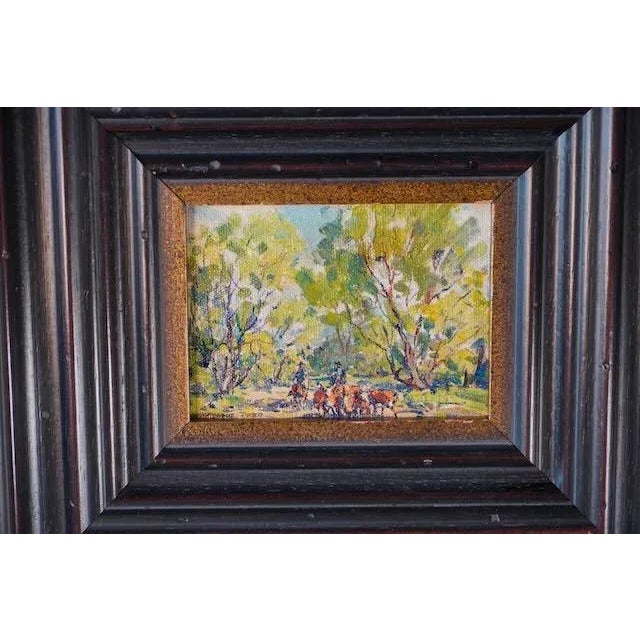 1940s Marjorie Reed - Miniature Oil on Board - Cattlemen For Sale - Image 4 of 6