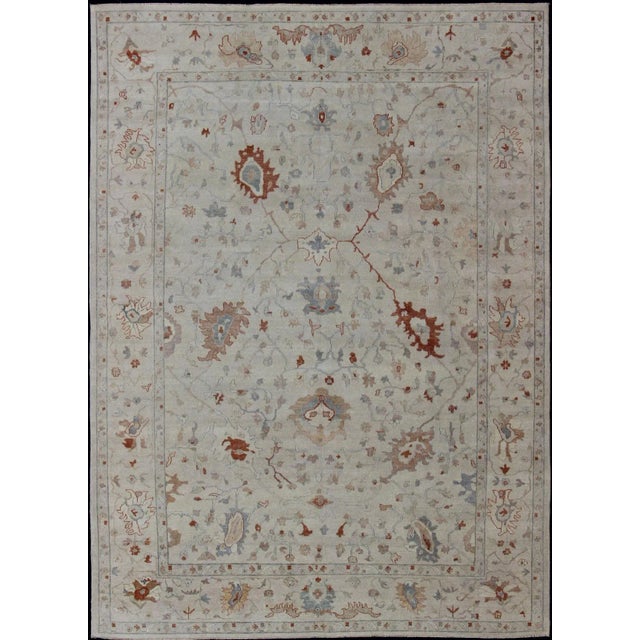 Modern Oushak Rug With All-Over Floral Design in Wool by Keivan Woven Arts For Sale - Image 12 of 12