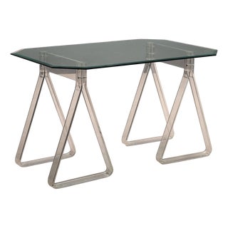 Glass Console Table, 1980s For Sale