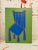 A singular, abstracted chair in bold geometric shapes. 40 x 30 x .75 (standard depth canvas). Edges painted the same green...