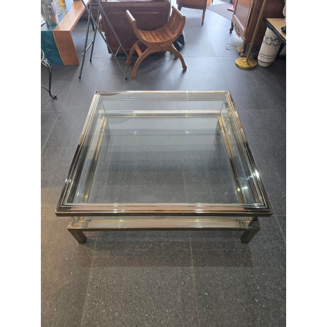Coffee Table with Sliding Top in Chrome and Glass, 1970s For Sale - Image 10 of 18