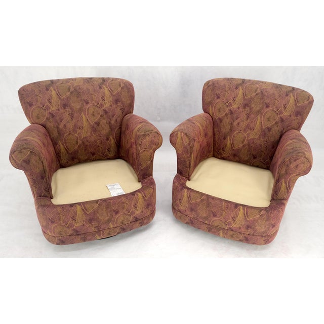 Pair Barrel Round Back Swivel & Rocking-Gliding Tub Lounge Chairs Baughman MINT! For Sale - Image 11 of 12