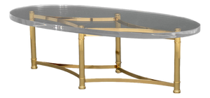Modern Brass and Acrylic Oval Coffee Table