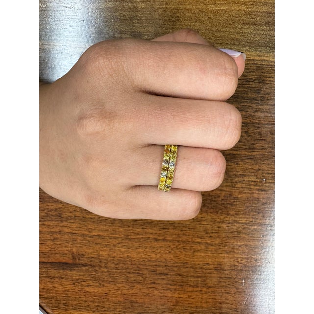 Natural various fall colored diamonds French Cut micro-pave band, 1.35cts For Sale - Image 4 of 4