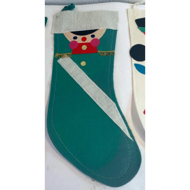 Mid 20th Century Vintage Appliquéd Holiday Stockings - Set of 4 For Sale - Image 5 of 7