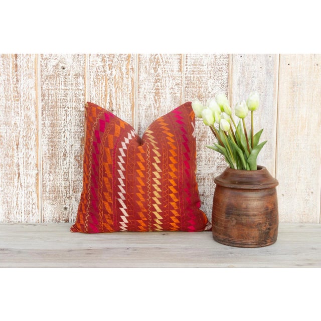 This colorful and luxurious Bagh Phulkari pillow features beautiful hand-done silk embroidery on top of a cotton fabric....