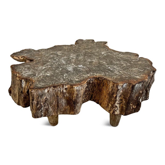 Contemporary Organic Lychee Washed Vintage Coffee Table For Sale - Image 3 of 6