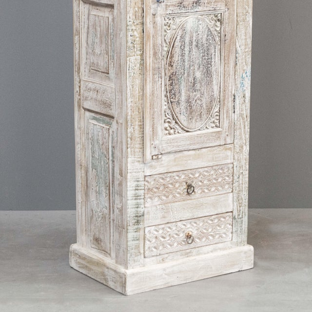 2020s White Narrow Cabinet From Reclaimed Antique Architectural Elements For Sale - Image 5 of 10
