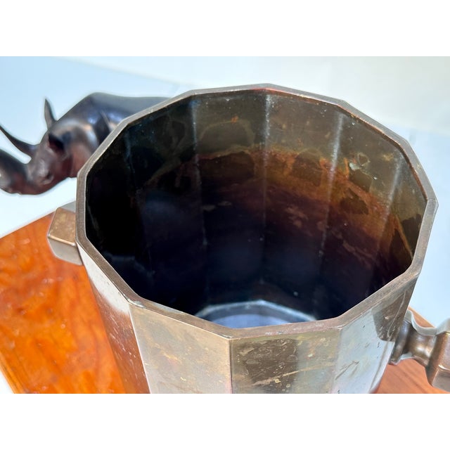 Metal Large Antique Art Deco Wine Cooler in Patinated Brass from MUQ - Metallwarenfabrik Union Quedlinburg, Germany, 1920s For Sale - Image 7 of 18
