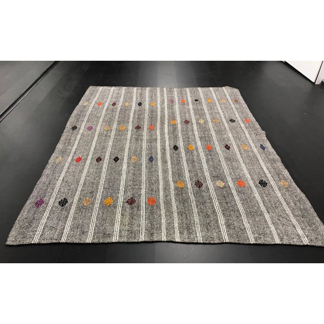 Natural Turkish Handwoven Vintage Anatolian Wool Kilim