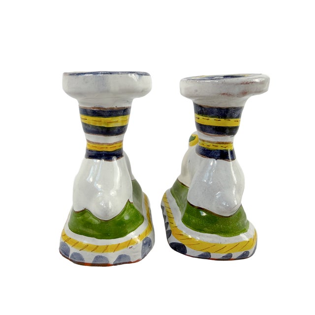 1970s Vintage "Faiança Portuguesa" Rabbit Candle Holders - A Pair For Sale - Image 5 of 10