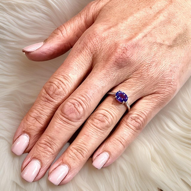 Blue Natural Tanzanite Diamond Ring 6.5 14k WG 2.05 TCW Certified For Sale - Image 8 of 12